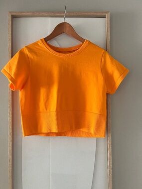 NWT Offline By Aerie Sidewalk Seamless Cropped T Shirt Simply Orange Size XL